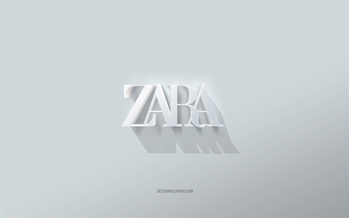 zara-logo, grau-kreativen hintergrund, zara emblem, grau papier, textur, zara, grauer hintergrund, zara 3d-logo