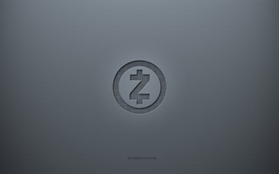 Zcash logo, gray creative background, Zcash sign, gray paper texture, Zcash, gray background, Zcash 3d sign