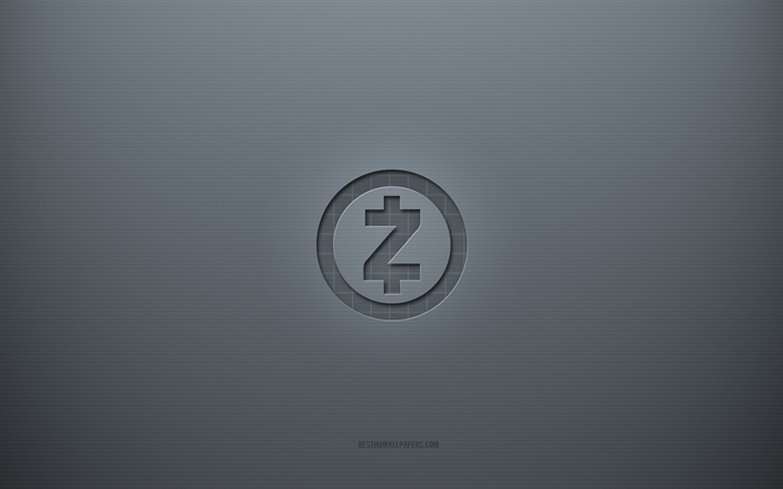 Zcash logo, gray creative background, Zcash sign, gray paper texture, Zcash, gray background, Zcash 3d sign