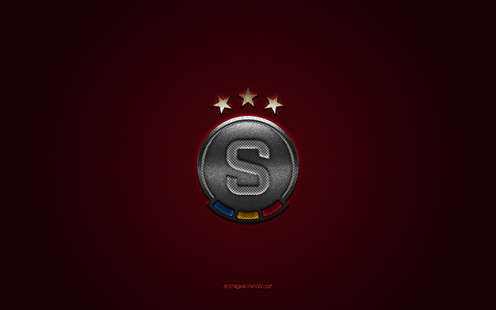 sparta praha, tšekki jalkapallo klubi, harmaa, logo, viininpunainen hiilikuitu tausta, tšekki ensin league, jalkapallo, praha, tšekin tasavalta, sparta prague logo