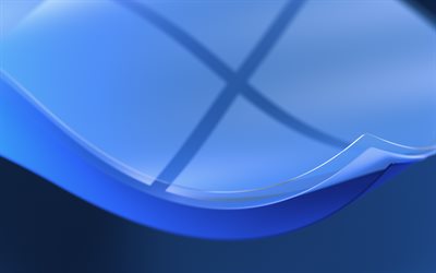 blue Windows logo, blue Windows background, Windows 10 logo, creative art, Windows 3d logo, Windows emblem, Windows