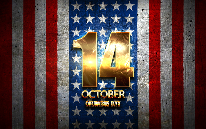 Columbus Day, October 14, golden signs, american national holidays, USA, US national holidays, America