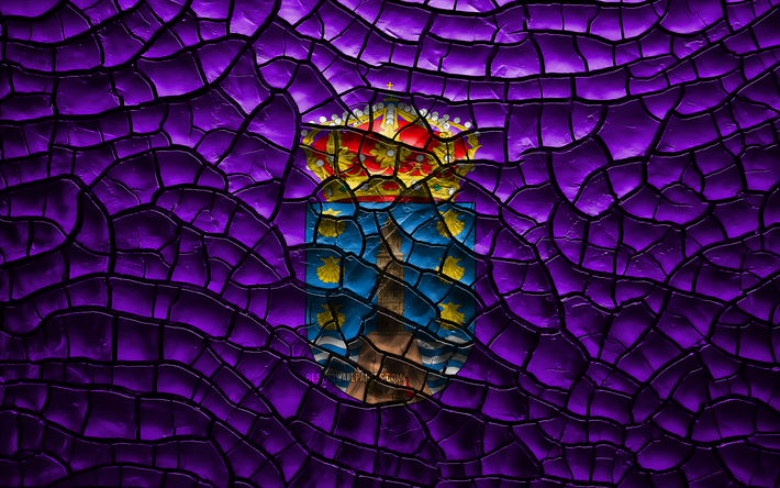 Flag of Corunna, 4k, spanish provinces, cracked soil, Spain, Corunna flag, 3D art, Corunna, Provinces of Spain, administrative districts, Corunna 3D flag, Europe