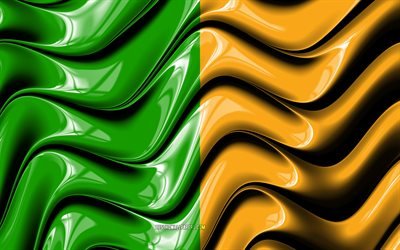Kerry bayrağı, 4k, İrlanda İl&#231;eler, il&#231;elere, Kerry Bayrak, 3D sanat, Kerry, İrlanda il&#231;eler, Kerry 3D bayrak, İrlanda, İngiltere, Avrupa