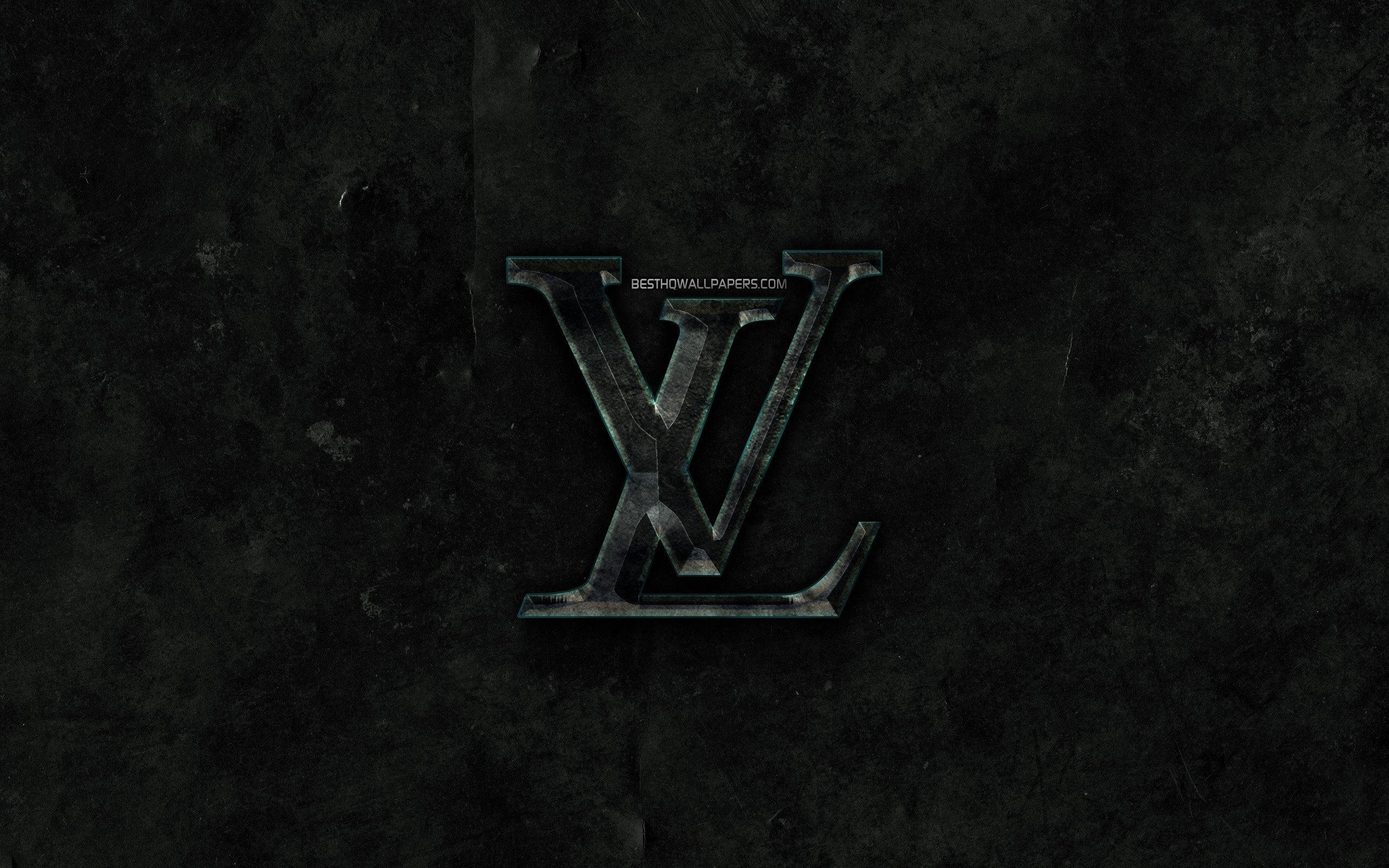 Download wallpapers Louis Vuitton stone logo, black stone background, Louis Vuitton, creative ...