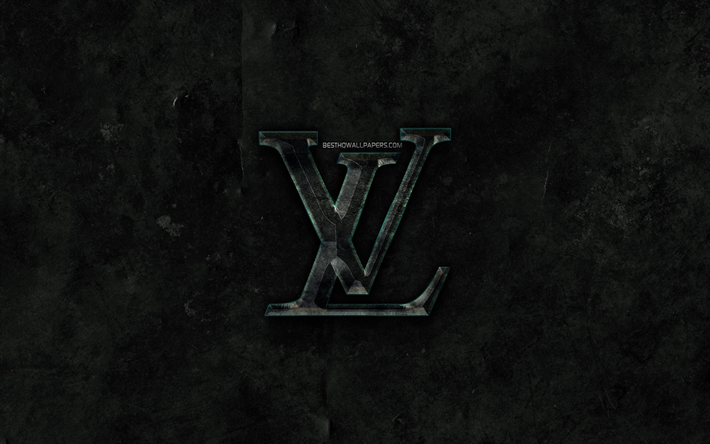 Louis Vuitton logotipo de piedra, piedra negra de fondo, Louis Vuitton, creativo, grunge, Louis Vuitton logotipo, marcas