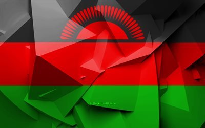 4k, Bandiera del Malawi, arte geometrica, paesi di Africa, Malawi, bandiera, creativo, Africa, Malawi 3D, nazionale, simboli