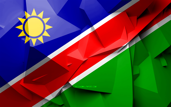 4k, flagge von namibia, geometrische kunst, afrikanische l&#228;nder, namibia flag, kreativ, namibia, afrika, 3d flag, nationale symbole