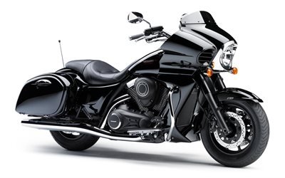Kawasaki Vulcan 1700 Vaquero, 2019, 4k, luxo motocicleta preto, cruiser, novo preto Vulcano 1700, japon&#234;s motocicletas, Kawasaki