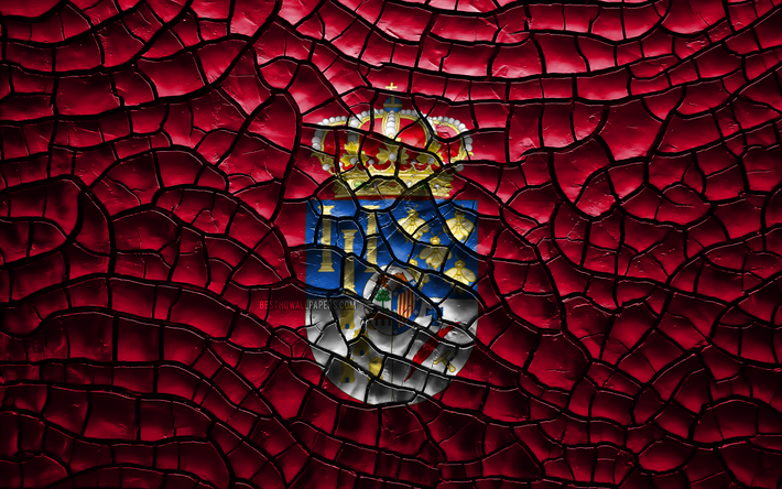 Flag of Salamanca, 4k, spanish provinces, cracked soil, Spain, Salamanca flag, 3D art, Salamanca, Provinces of Spain, administrative districts, Salamanca 3D flag, Europe