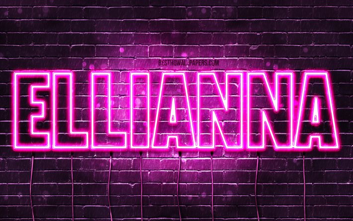 Ellianna, 4k, sfondi per il desktop con i nomi, nomi di donna, Ellianna nome, viola neon, buon Compleanno Ellianna, immagine con nome Ellianna