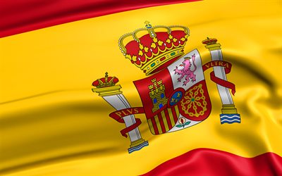 Spanska flaggan, tyg flaggor, Europa, nationella symboler, Spansk flagg, kreativa, Spanska 3D-flagga, Spanien, Europeiska l&#228;nder, Spanien 3D-flagga