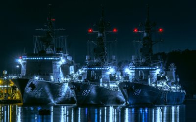 JS: Akebono, DD-108, JS Ariake, DD-109, JMSDF, barcos de guerra Japoneses de Jap&#243;n, la Fuerza Mar&#237;tima de autodefensa de Jap&#243;n, la