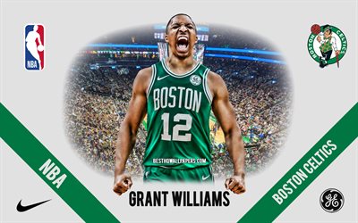 Grant Williams, Boston Celtics, - Jogador De Basquete Americano, NBA, retrato, EUA, basquete, TD Garden, Boston Celtics logotipo