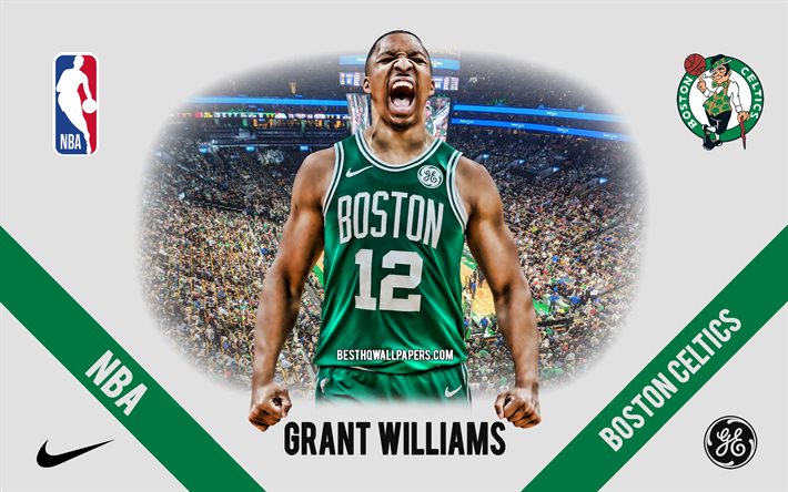 Grant Williams, Boston Celtics, Amerikkalainen Koripalloilija, NBA, muotokuva, USA, koripallo, TD Garden, Boston Celtics-logo