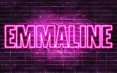 Emmaline, 4k, wallpapers with names, female names, Emmaline name, purple neon lights, Happy Birthday Emmaline, picture with Emmaline name