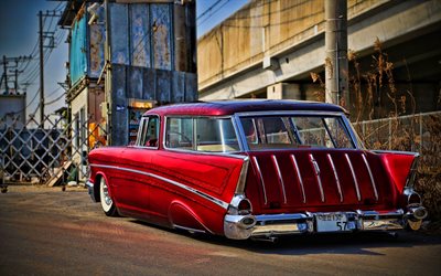 Chevrolet Nomad, vista posteriore, 1957 auto, auto retr&#242;, auto americane, 1957 Chevrolet Nomad, Chevrolet