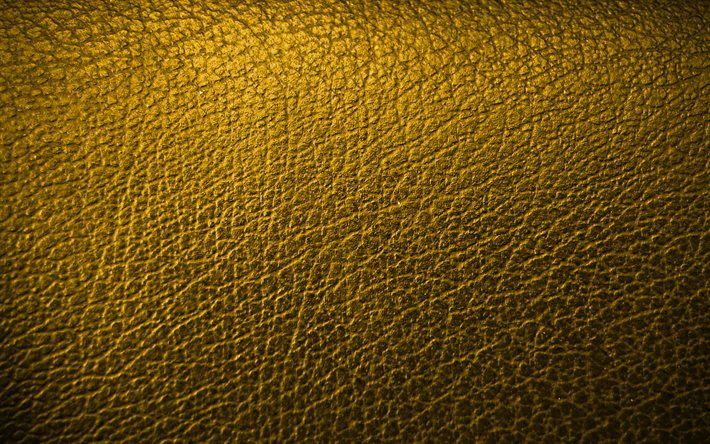 en cuir jaune d&#39;arri&#232;re-plan, 4k, de cuir, de motifs, de textures de cuir, en cuir jaune de la texture, de jaune, de milieux, de la macro, du cuir