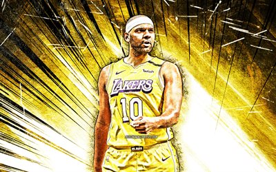 4k, Jared Dudley, grunge art, NBA, Los Angeles Lakers, basketball stars, Jared Anthony Dudley, yellow abstract rays, basketball, LA Lakers, creative, Jared Dudley Lakers, Jared Dudley 4K