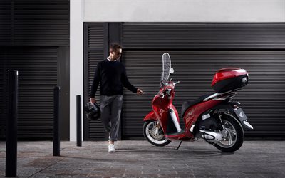Honda SH 125i, 2020, scooter, exterior, nuevo, rojo SH 125i, japon&#233;s motos, Honda