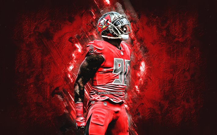 Jason Pierre-Paul, Tampa Bay Buccaneer, NFL, american football, portrait, red stone background, National Football League, USA