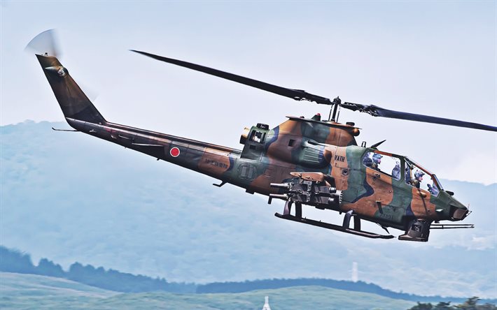 bell ah-1 cobra kampfhubschrauber, jgsdf, fuji ah-1s cobra, kampf-flugzeuge, japanische luftwaffe, japanische armee