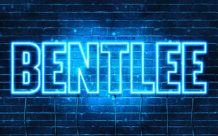 Bentlee, 4k, taustakuvia nimet, vaakasuuntainen teksti, Bentlee nimi, Hyv&#228;&#228; Syntym&#228;p&#228;iv&#228;&#228; Bentlee, blue neon valot, kuva Bentlee nimi