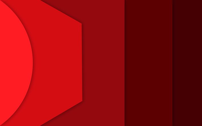 red-material-design, 4k, linien, geometrische formen, lutscher, material, design, geometrie, creative, streifen, rote hintergr&#252;nde, abstrakte kunst