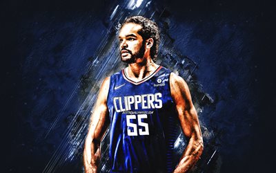 Joakim Noah, NBA, Los Angeles Clippers, blue stone background, French Basketball Player, portrait, USA, basketball, Los Angeles Clippers players