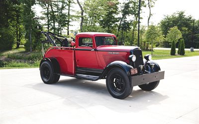 dodge-modell h44 abschleppwagen, 4k, retro-autos, 1933 trucks, amerikanische autos, abschleppdienst, 1933 dodge modell h44, dodge