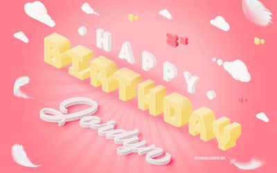 happy birthday jordyn, 3d-kunst, geburtstag, 3d-hintergrund, jordyn, rosa hintergrund, fr&#246;hlich jordyn geburtstag, 3d-buchstaben, jordyn geburtstag, kreativer geburtstag hintergrund