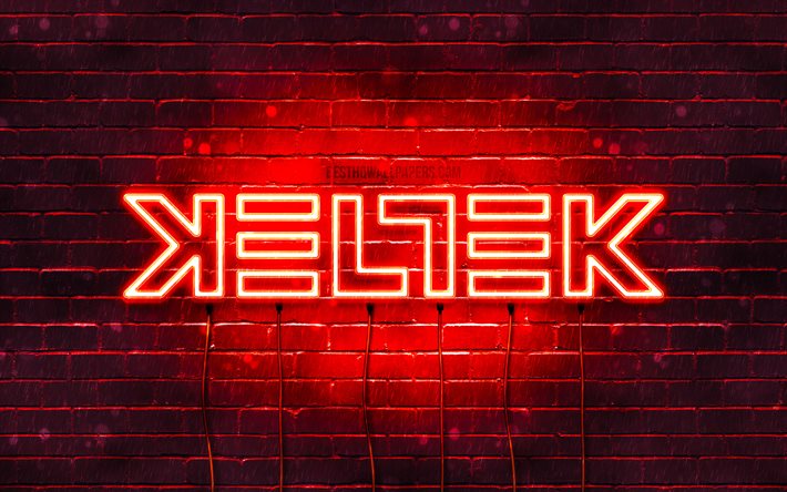 Keltek kırmızı logo, 4k, superstars, Hollandalı DJ&#39;ler, kırmızı brickwall, Keltek logo, Keltek, m&#252;zik yıldızları, Keltek neon logo