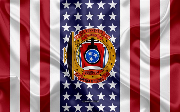 يو اس اس ولاية تينيسي شعار, SSBN-734, العلم الأمريكي, البحرية الأمريكية, الولايات المتحدة الأمريكية, يو اس اس ولاية تينيسي شارة, سفينة حربية أمريكية, شعار يو اس اس ولاية تينيسي