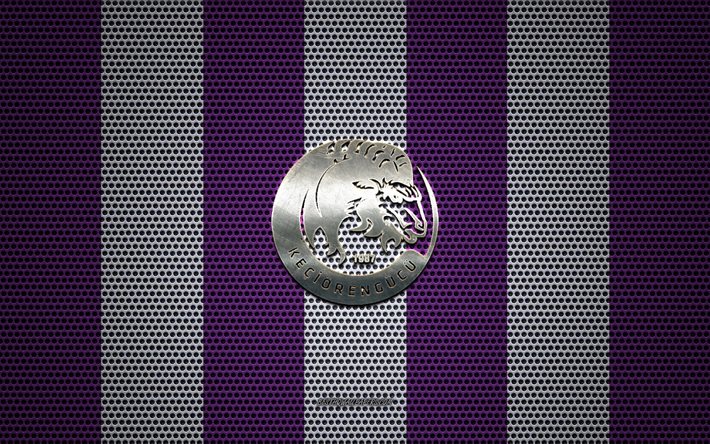 Keciorengucu logo, club de football turc, embl&#232;me m&#233;tallique, violet-blanc maille en m&#233;tal d&#39;arri&#232;re-plan, la FFT 1 Lig, Keciorengucu, la FFT Premier League, Ankara, Turquie, football