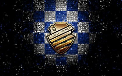 CSA FC, glitter logo, Serie A, blue white checkered background, soccer, CS Alagoano, brazilian football club, CSA FC logo, mosaic art, football, Brazil