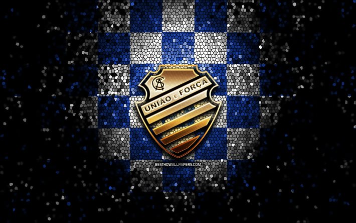 CSA FC, glitter, logo, Serie A, blu, bianco, sfondo a scacchi, calcio, CS Alagoano, brazilian football club, CSA FC logo, mosaico di arte, di calcio, Brasile