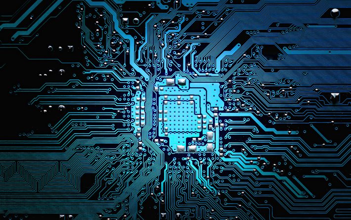 blue circuit board texture, circuit board, computer board, technology blue background, Blue circuit board pattern texture