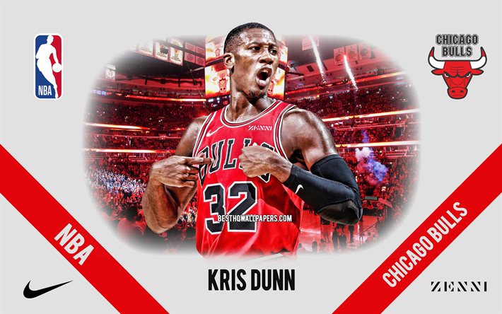 Kris Dunn, Chicago Bulls, Amerikan Basketbol Oyuncusu, NBA, portre, ABD, basketbol, United Center, Chicago Bulls logosu