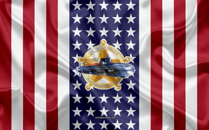 USS Texas Emblem, SSN-775, Amerikanska Flaggan, US Navy, USA, USS Texas Badge, AMERIKANSKA krigsfartyg, Emblem av USS Texas