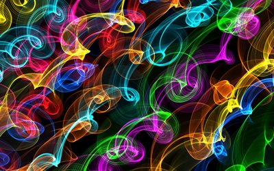 abstract smoke, creative, abstract art, colorful neon lights, abstract backgrounds