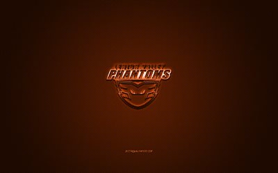 Lehigh Valley Phantoms, American hockey club, AHL, orange logo, orange carbon fiber background, hockey, Allentown, Pennsylvania, USA, Lehigh Valley Phantoms logo