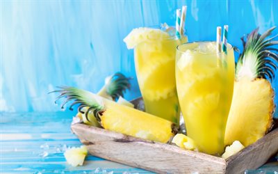 4k -, ananas-smoothies, fr&#252;chte, fr&#252;hst&#252;ck, smoothie mit ananas, gesundes essen, frucht-smoothies, ananas