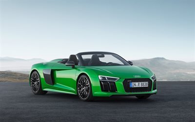 أودي R8 سبايدر, V10 Plus, الأخضر R8, الأخضر كابريوليه, السيارات الألمانية, السيارات الرياضية, أودي