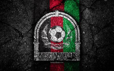 4k, Afghanistan football team, logo, AFC, football, asphalt texture, soccer, Afghanistan, Asia, Asian national football teams, Afghanistan national football team