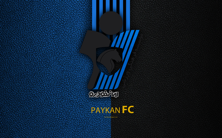 Paykan FC, 4k, logo, effetto pelle, Iraniano football club, emblema, blu, nero, linee, Golfo persico Lega Pro, Goos, Iran, calcio