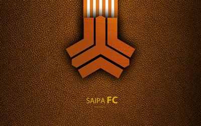 Saipa FC, 4k, un logo, un cuir &#224; la texture Iraniennes, club de football, l&#39;embl&#232;me, le orange des lignes blanches, du Golfe persique, de la Pro League, Kerej, l&#39;Iran, le football
