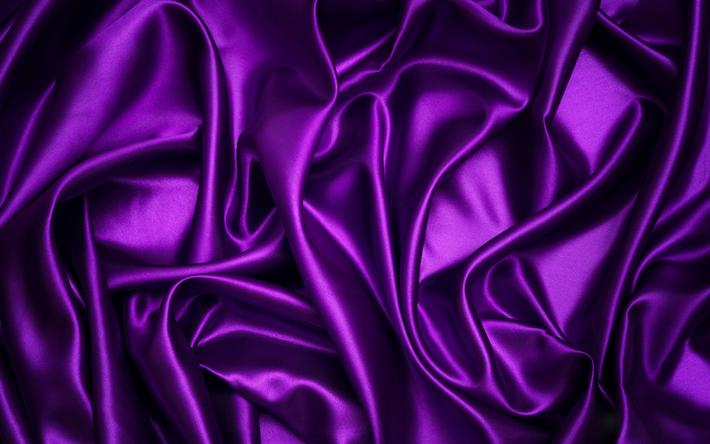 soie violette, 4k, texture de tissu, soie, violet tissu, soie violet