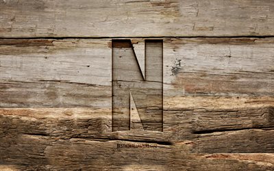 netflix logotipo de madeira, 4k, fundos de madeira, redes sociais, logotipo netflix, criativo, escultura em madeira, netflix
