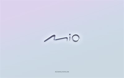 Mio logo, cut out 3d text, white background, Mio 3d logo, Mio emblem, Mio, embossed logo, Mio 3d emblem