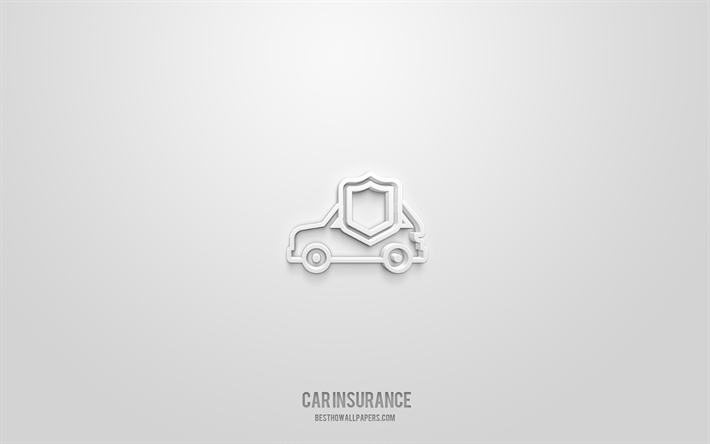 Car insurance 3d icon, white background, 3d symbols, Car insurance, insurance icons, 3d icons, Car insurance sign, insurance 3d icons